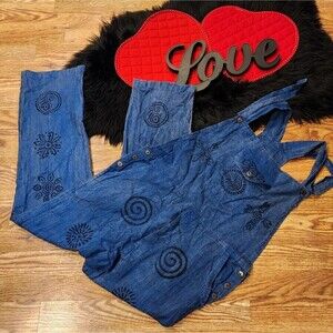 Gypsy Rose Blue Hippie Boho Designs Overalls Jumpsuit Free Size